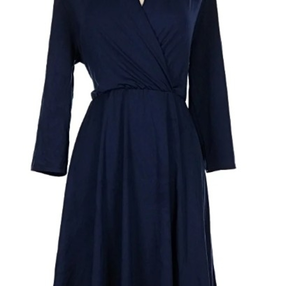 Elegant Navy Blue Wrap Dress